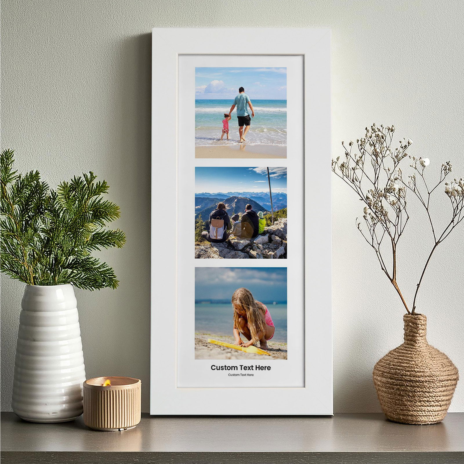custom portrait photo triple image personalized text