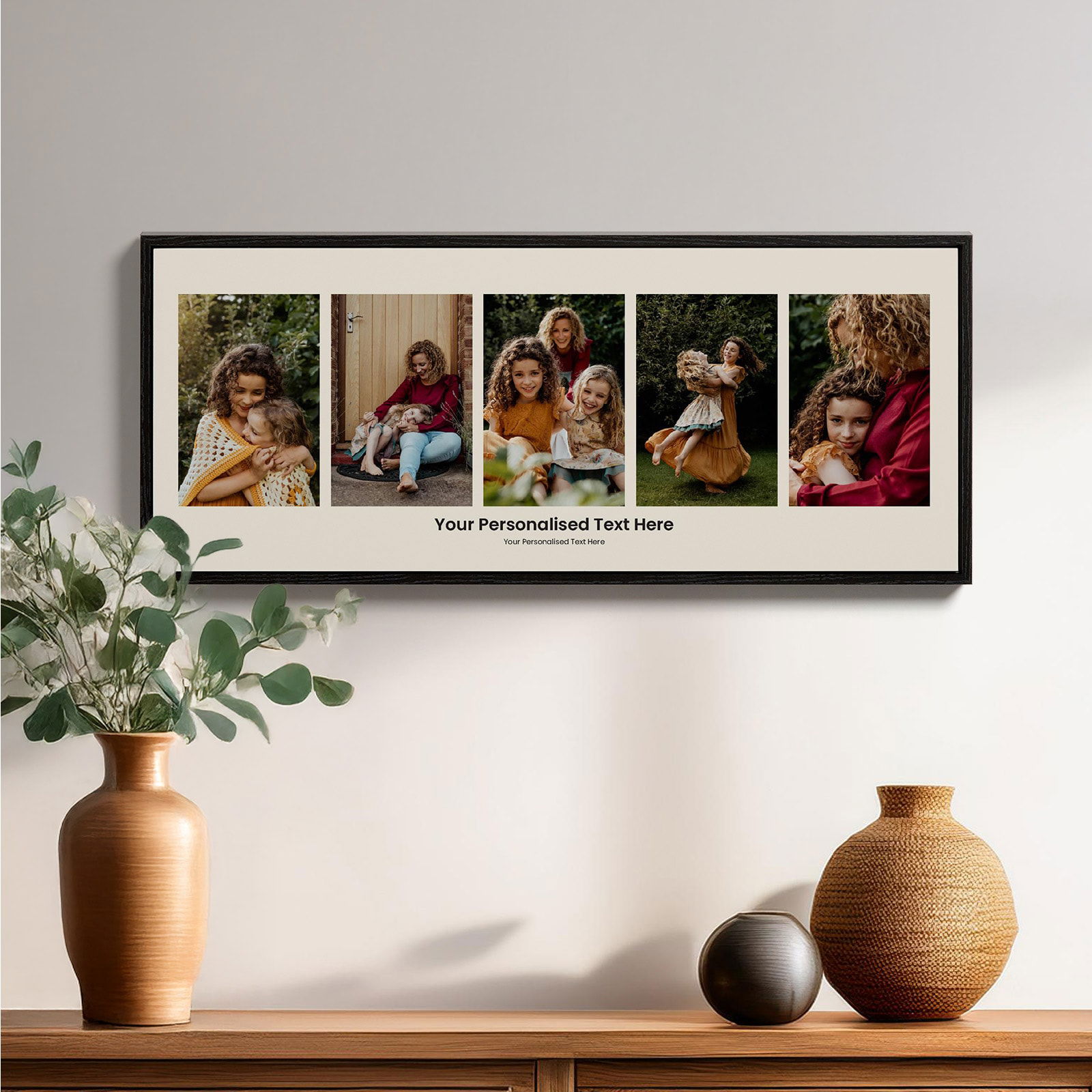 panoramic box frame with 5 images & customised text