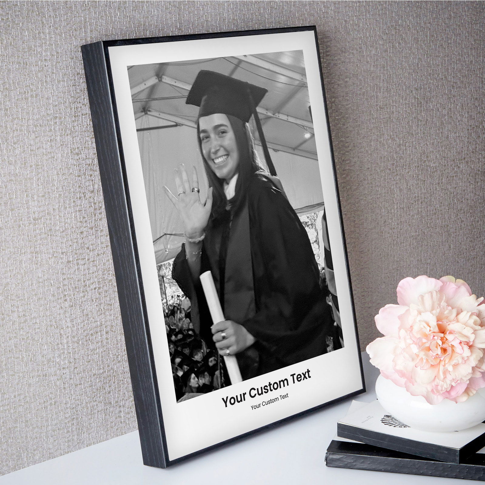 photo print with text in box frame portrait