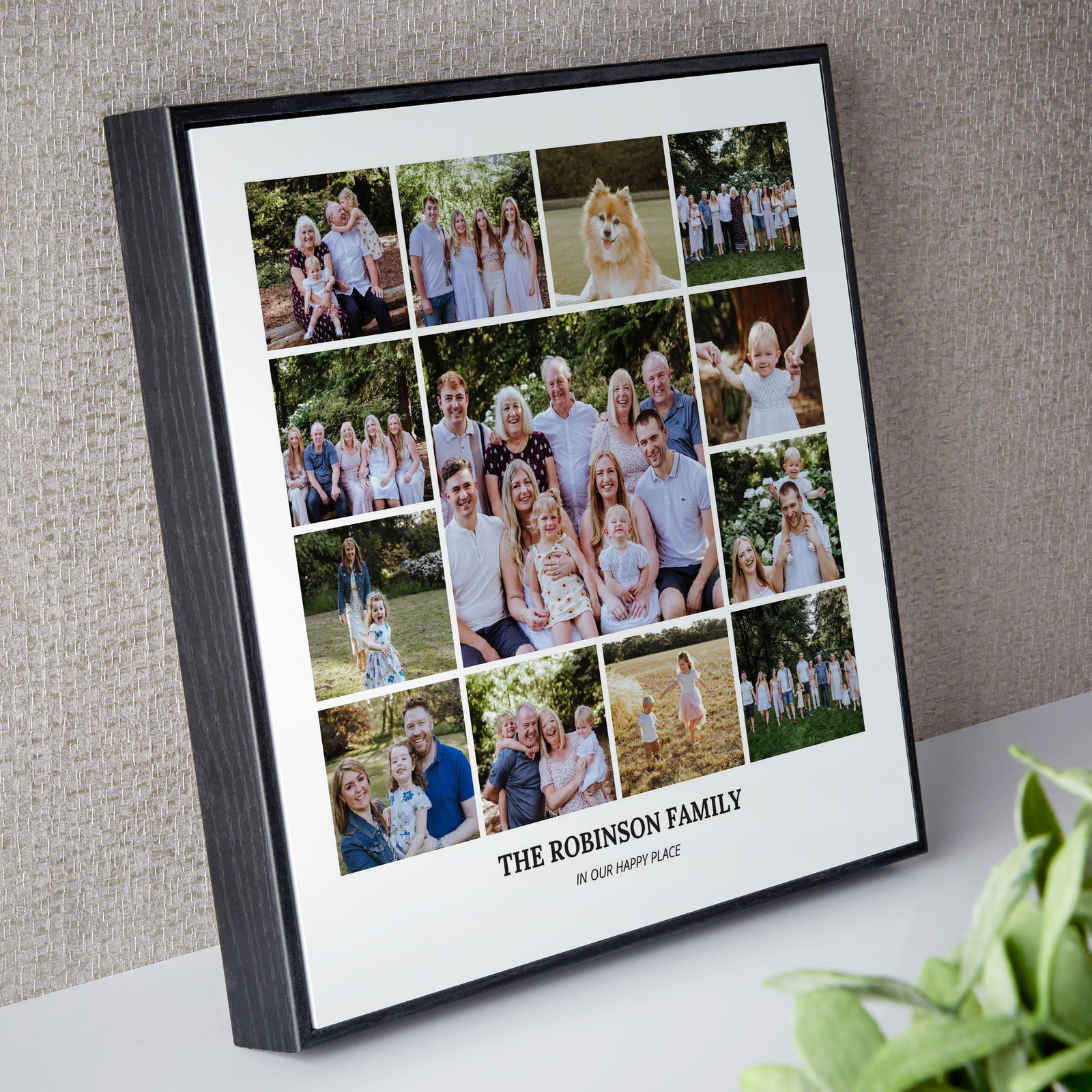 photo montage box frame with custom text