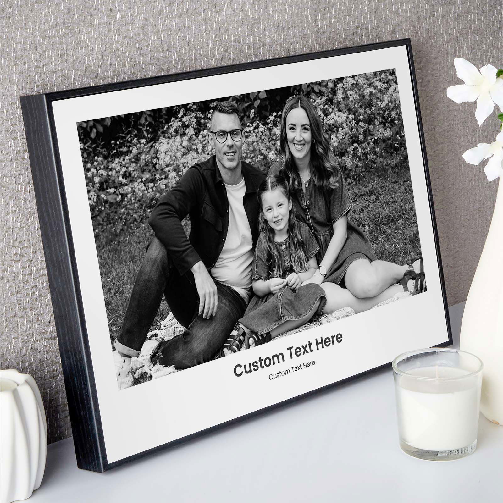 photo upload wall art with custom text