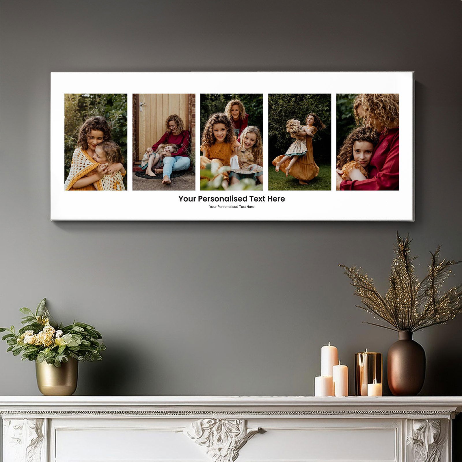 panoramic photo canvas 5 images custom text