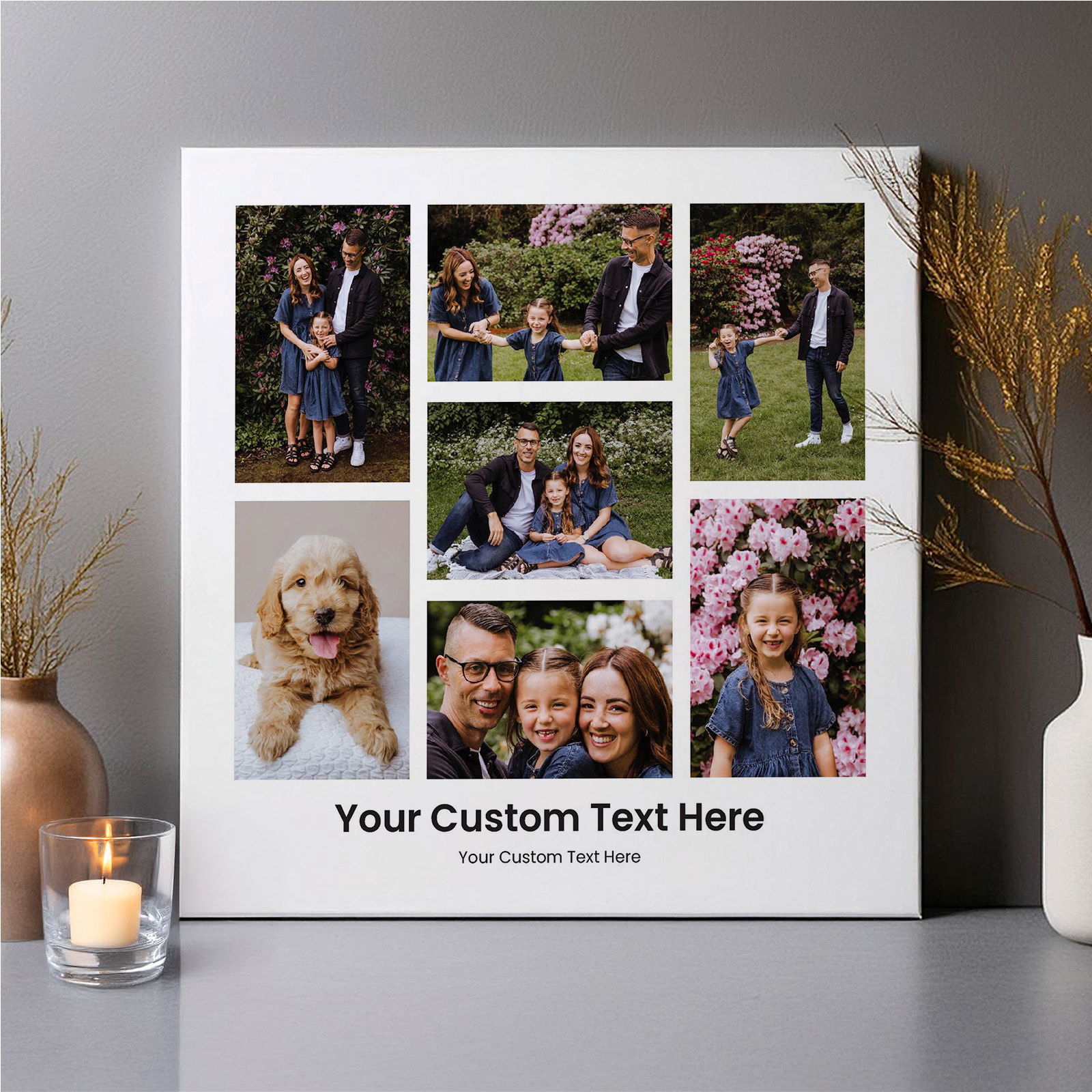 family photo canvas custom text