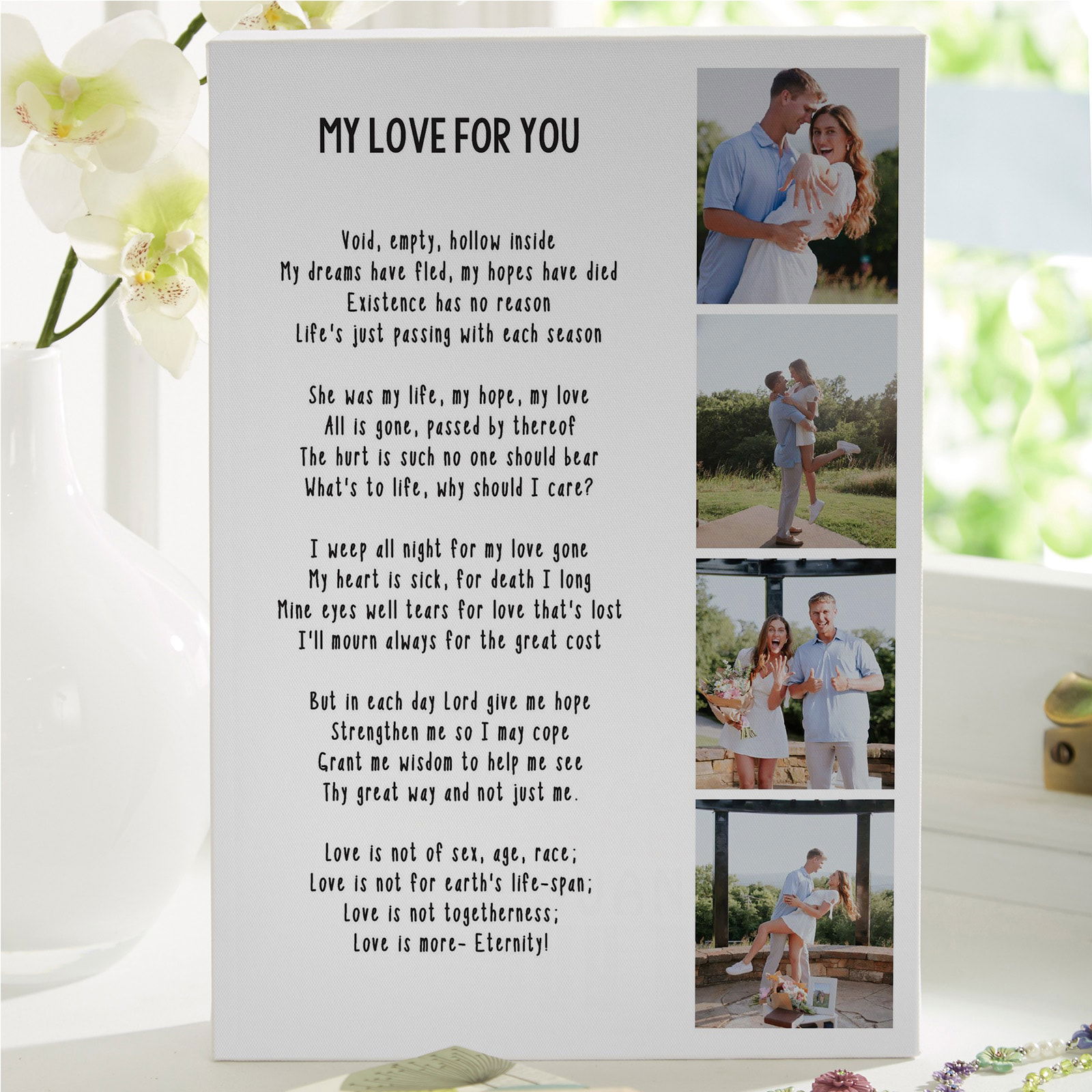 personalized poem and photo canvas print gift