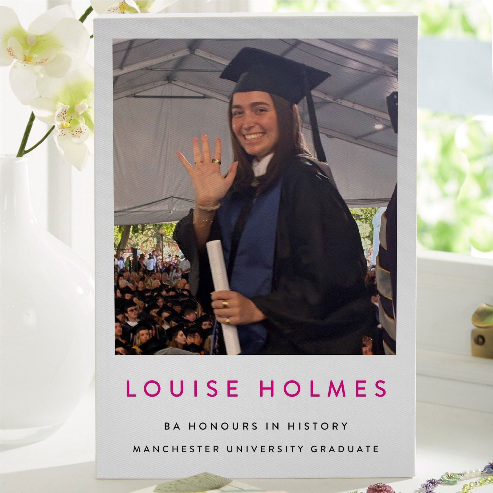graduation gift photo canvas with custom text