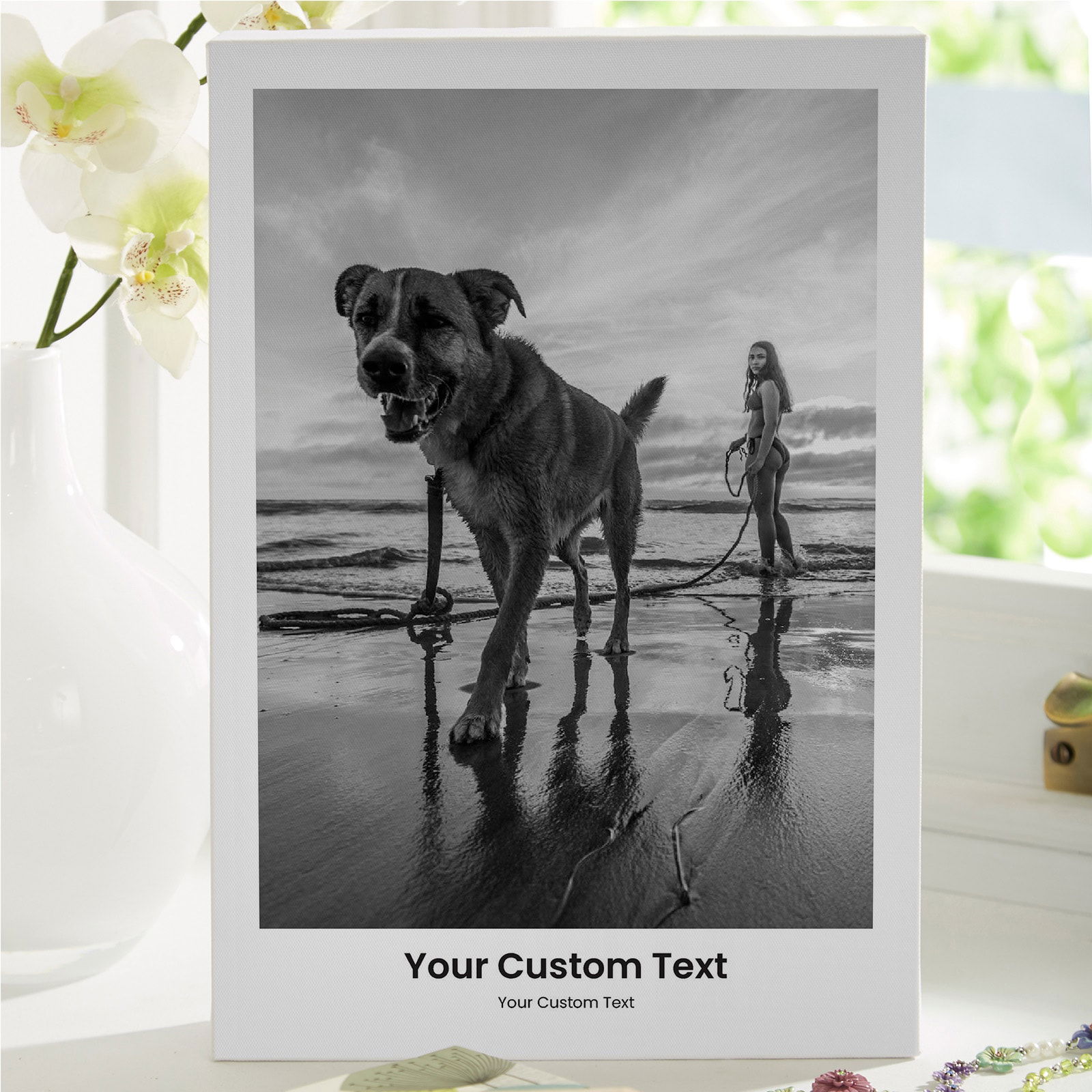 photo canvas with custom text portrait