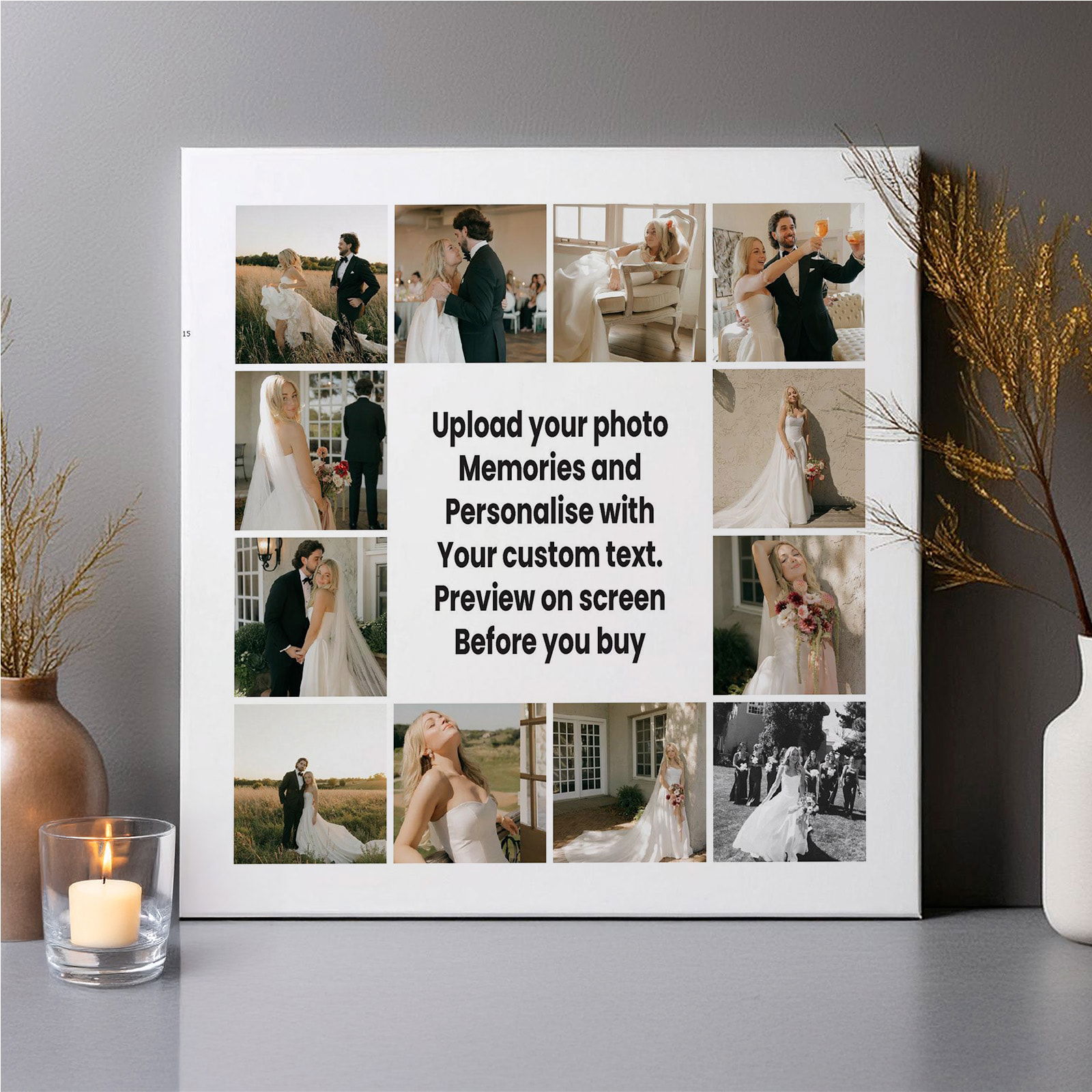 custom text & photo montage canvas wedding