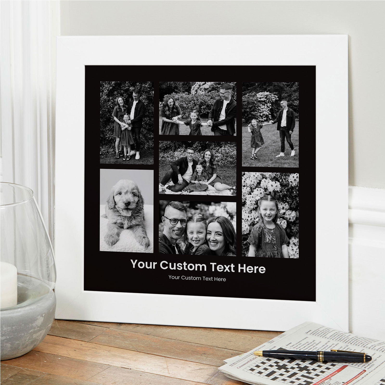 custom photo & text picture black & white images