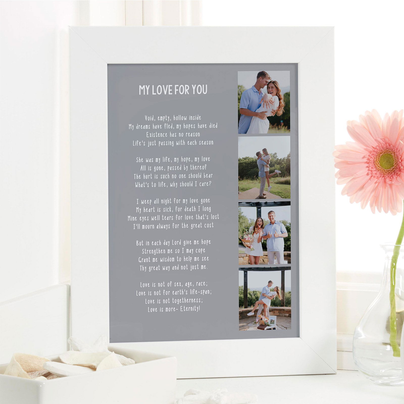 personalized poem photo picture white frame