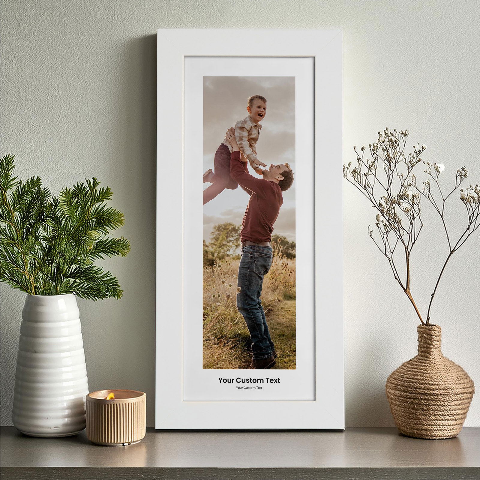 slim custom photo print with personalized text