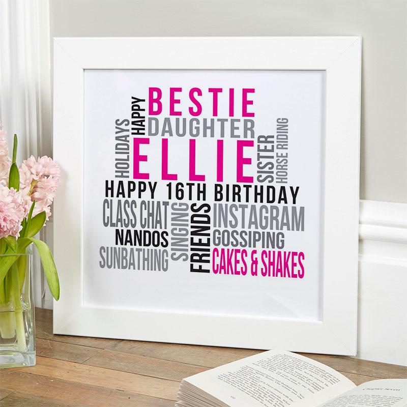 16th birthday gifts for girls personalized print square likes