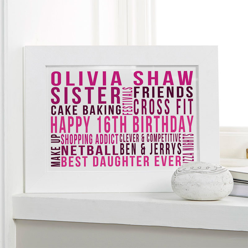 16th birthday gift ideas for girls personalized print landscape likes