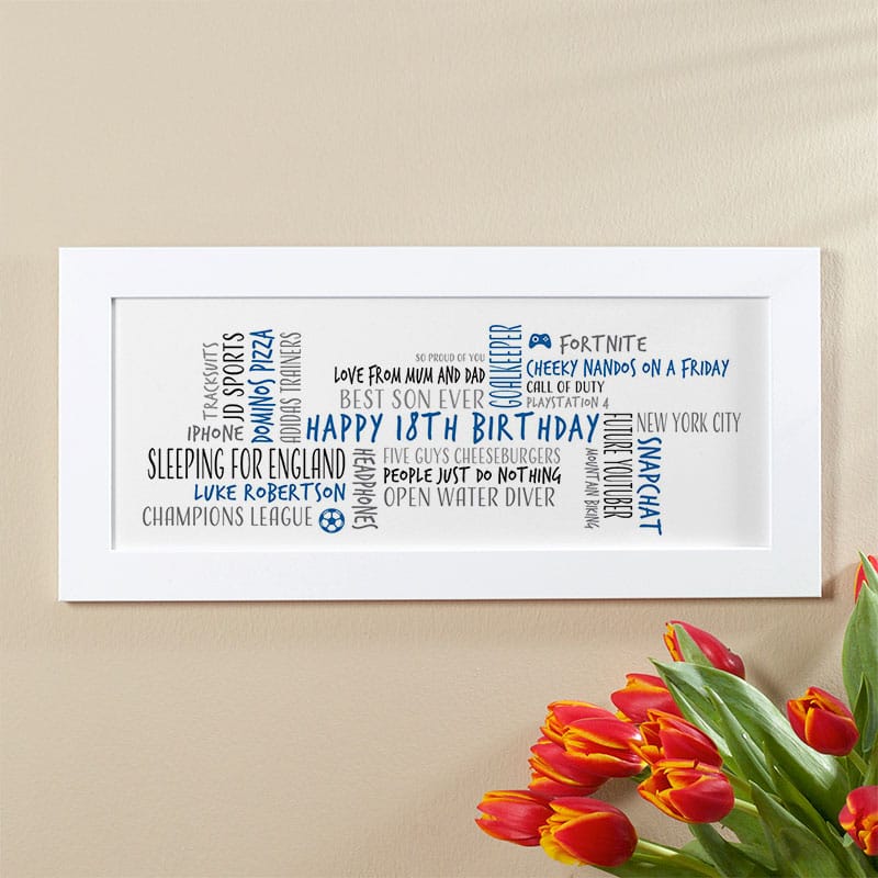 18th birthday gift for men personalized word cloud
