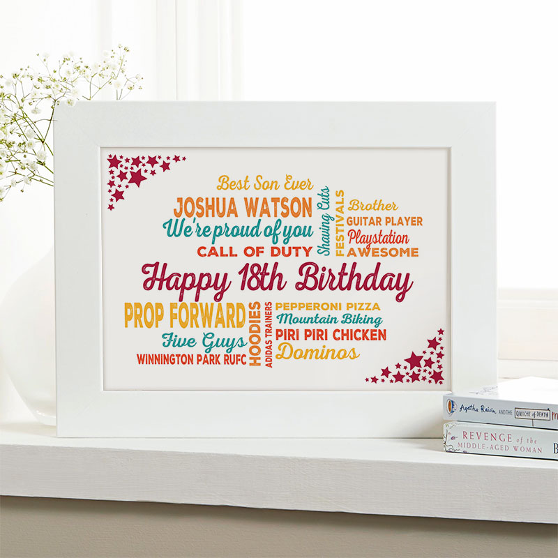 unusual 18th birthday gift for boys framed picture