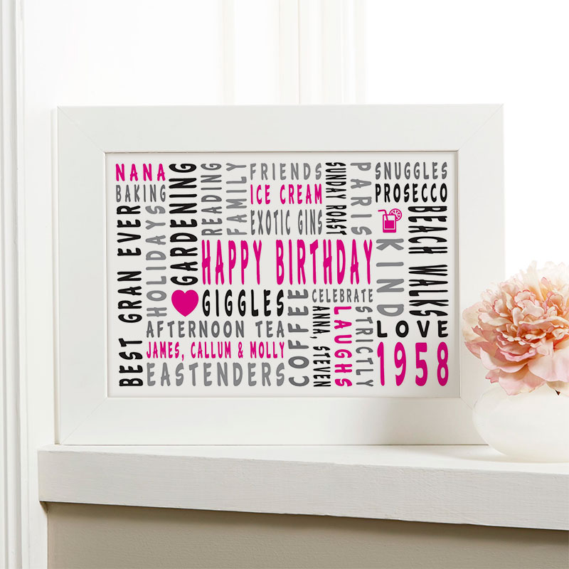 60th birthday personalized gift for her word art landscape icons