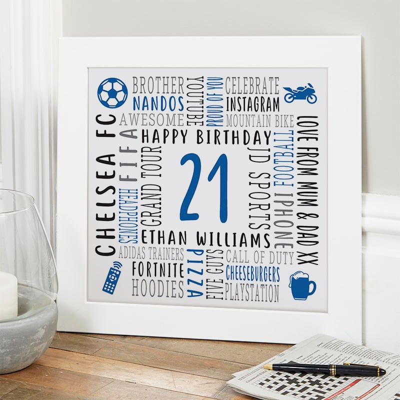 custom birthday gift for 21 year old man or boy word picture