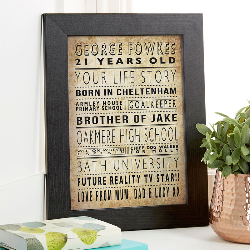 life story 21st birthday personalized gift