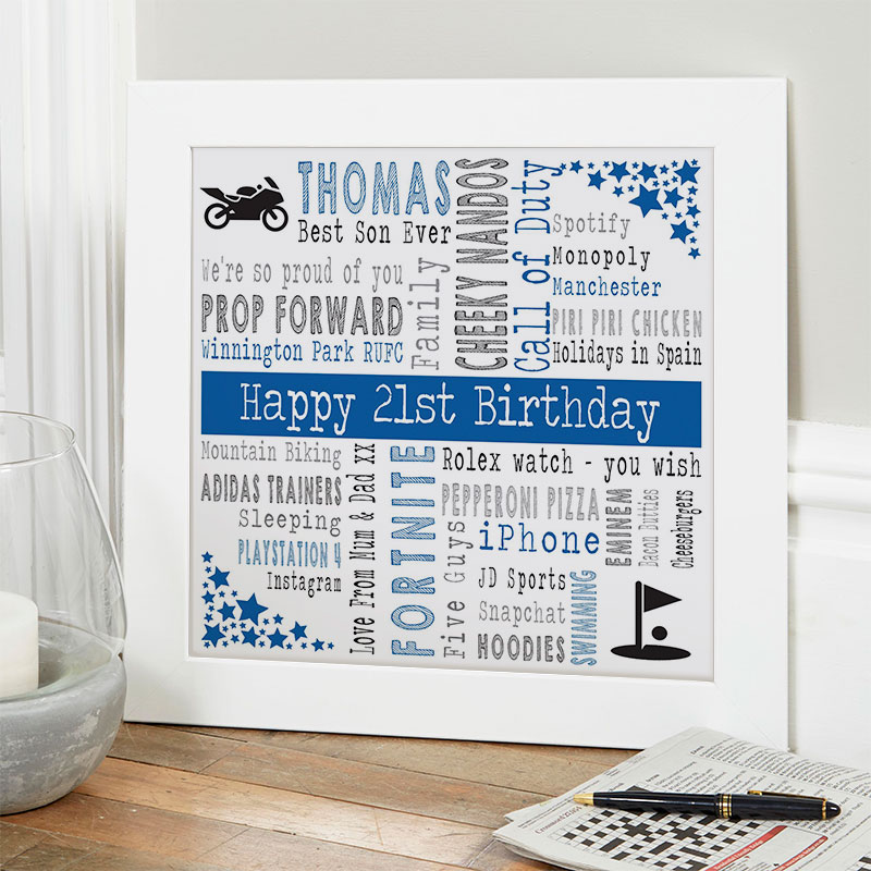 21st birthday gift ideas for him personalized square corners