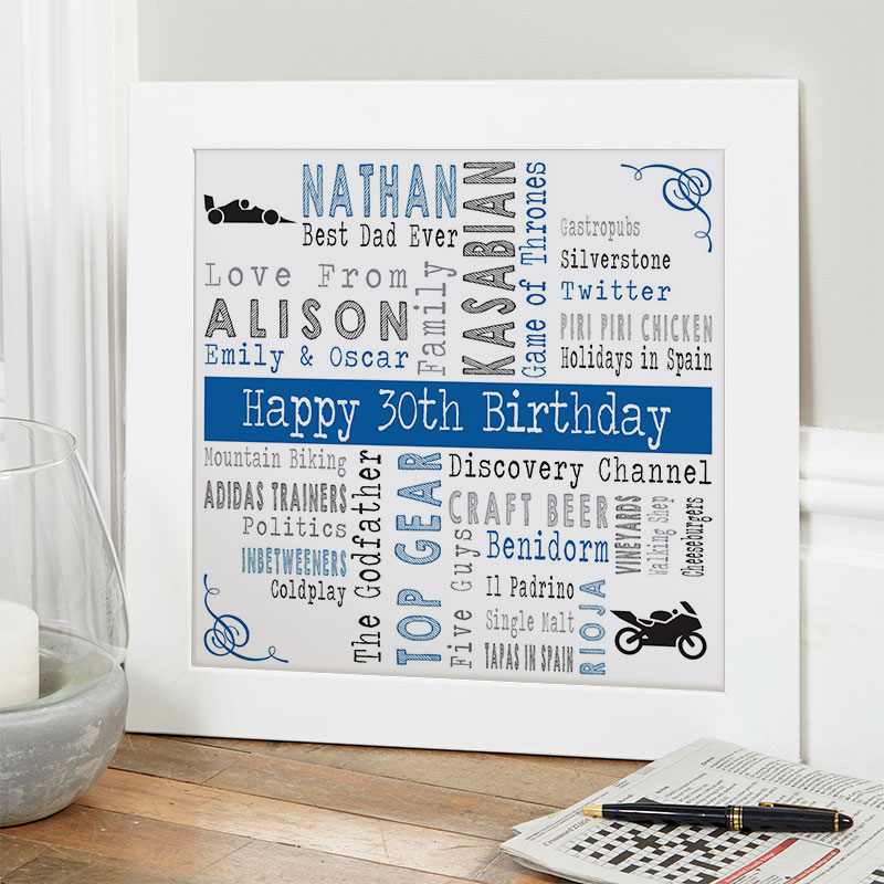 30th birthday gift ideas for him personalized square corners
