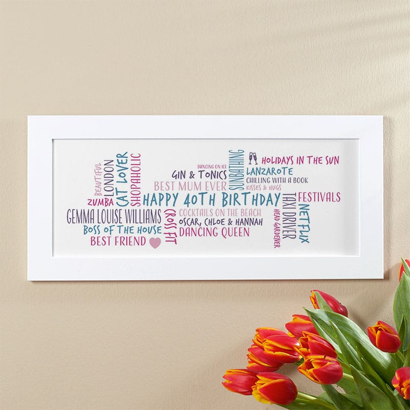 40th birthday gift idea for her personalized word cloud