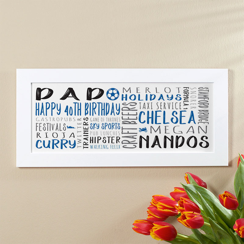 70th Birthday Personalized Gifts for Him | Unique Word Art Picture