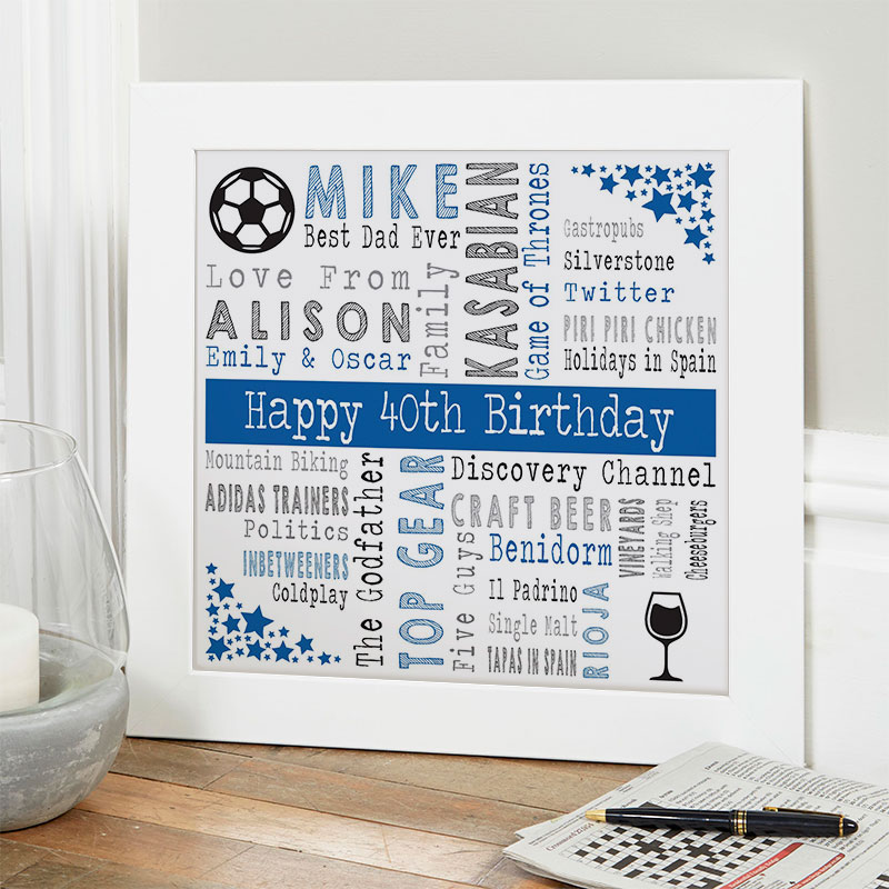 40th birthday gift ideas for him personalized square corners