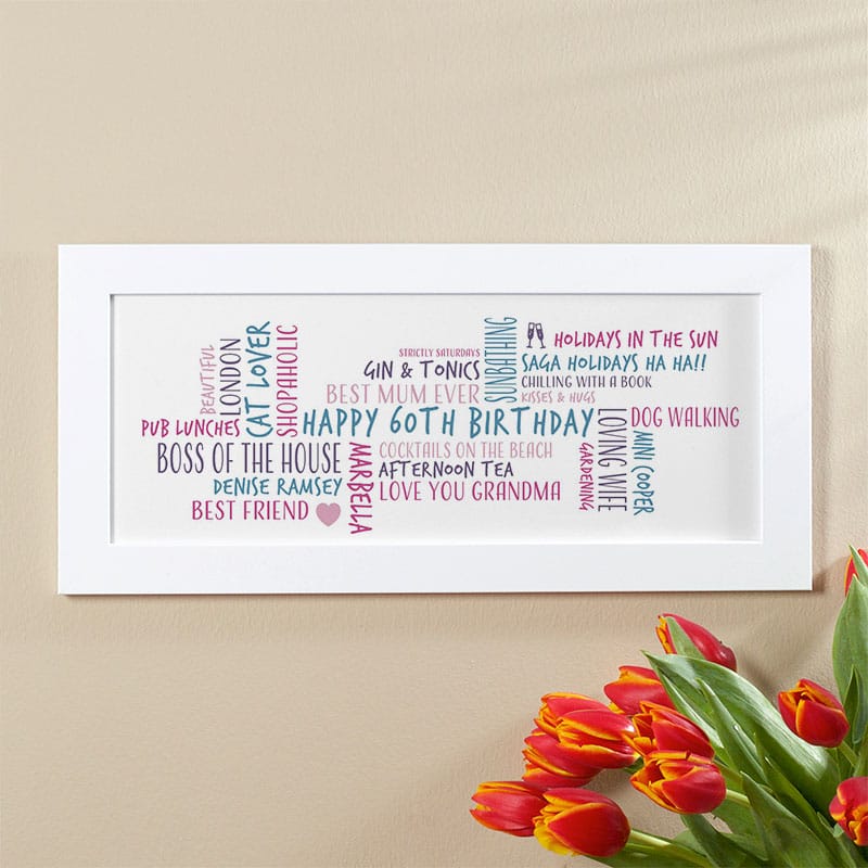 60th birthday gift idea for her personalized word cloud