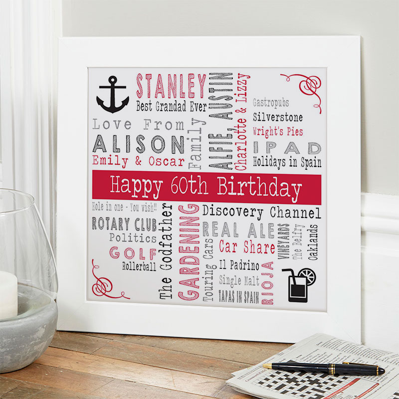 60th birthday gift ideas for him personalized square corners