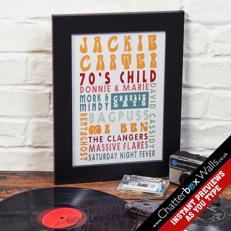 personalized 70s child special birthday gift canvas print