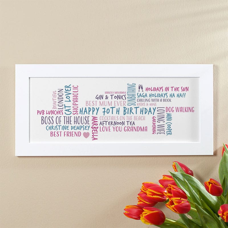 70th birthday gift idea for her personalized word cloud