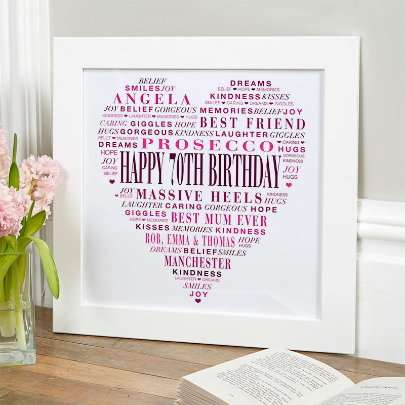 love heart gift for 70th birthday