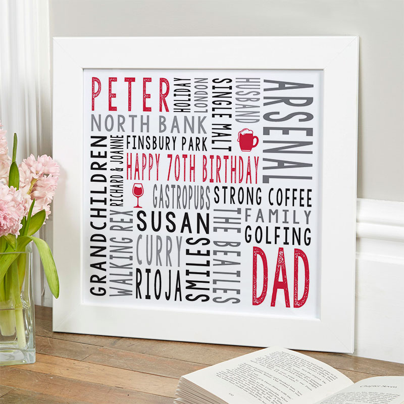 70th birthday gift for him personalized