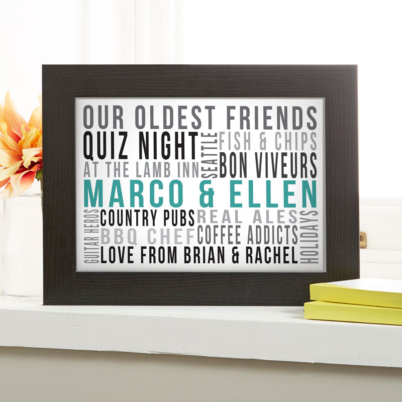 Couples gifts favorite things personalized typographic art poster print