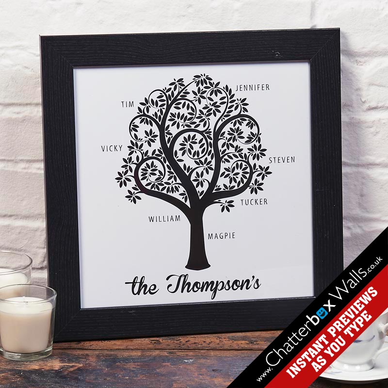 personalized family tree poster print canvas with words