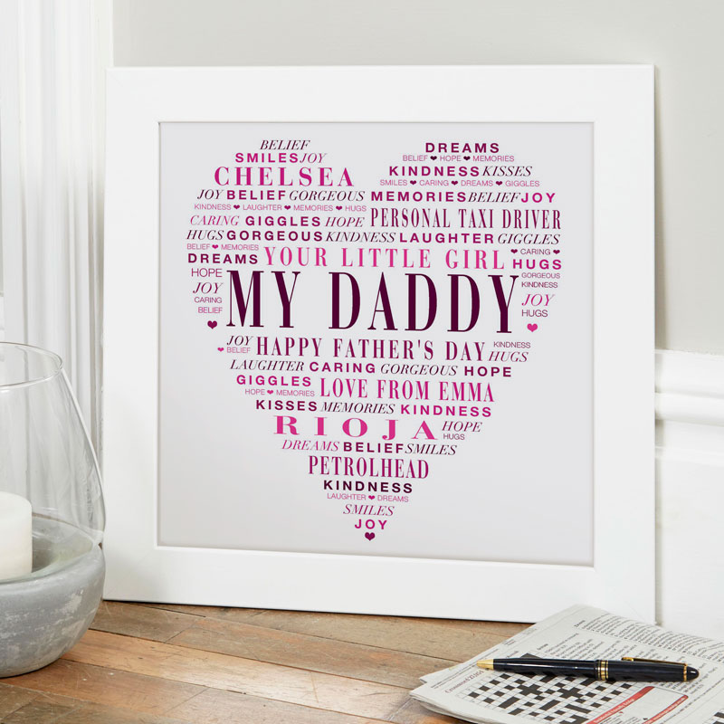 personalized fathers day love heart print gift for dad