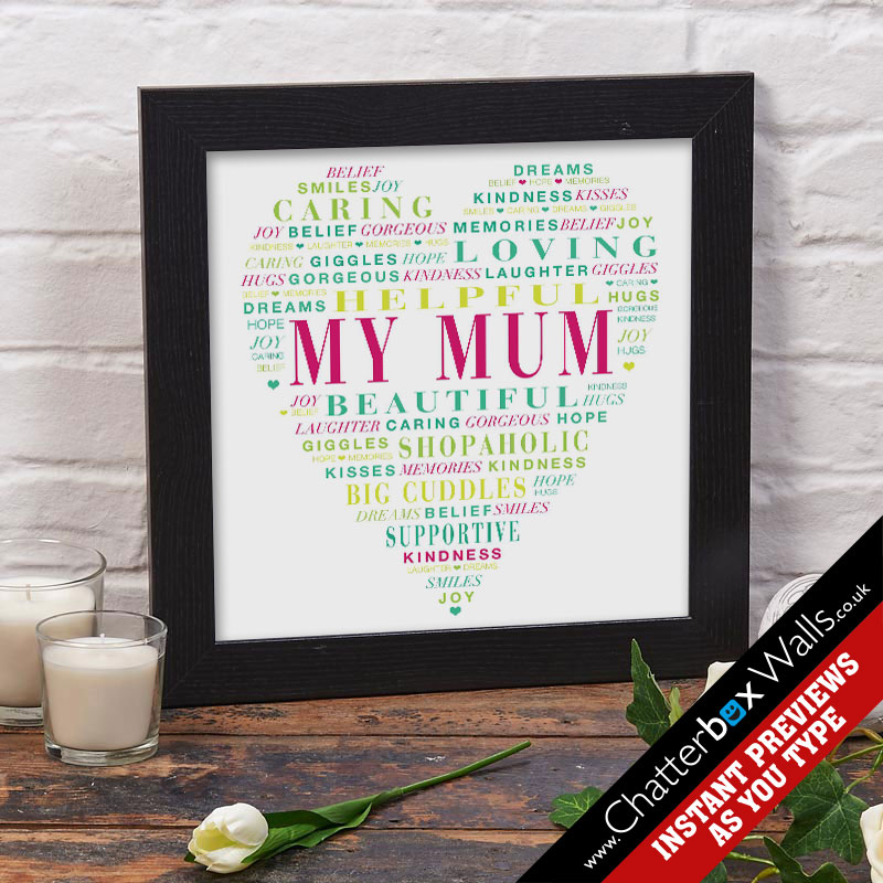 mum love heart personalized gift framed print