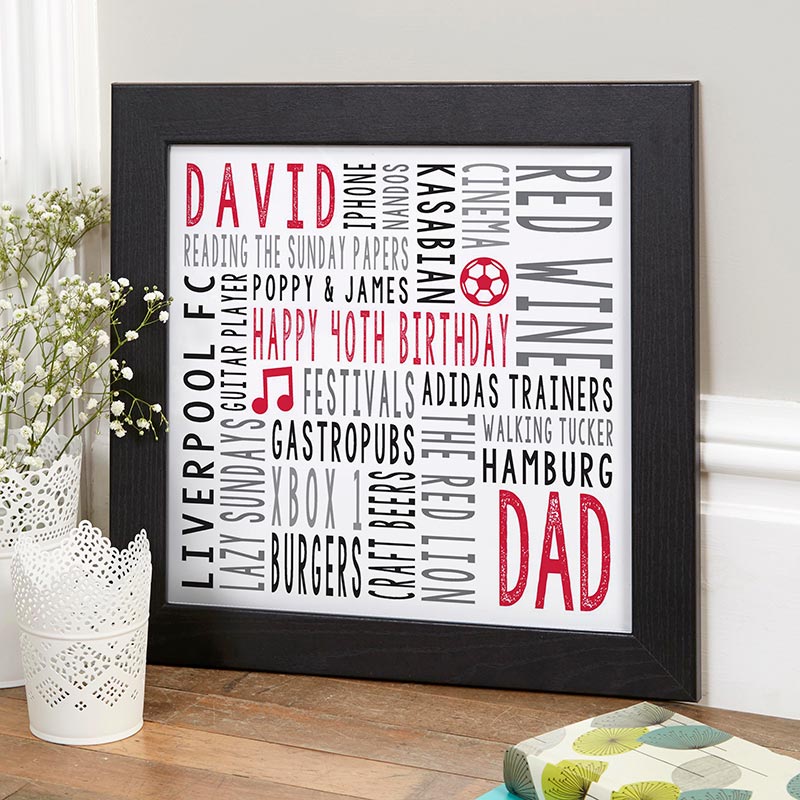 personalized print 40th birthday gift idea