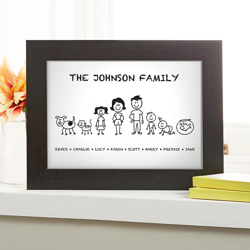 family drawing personalized print
