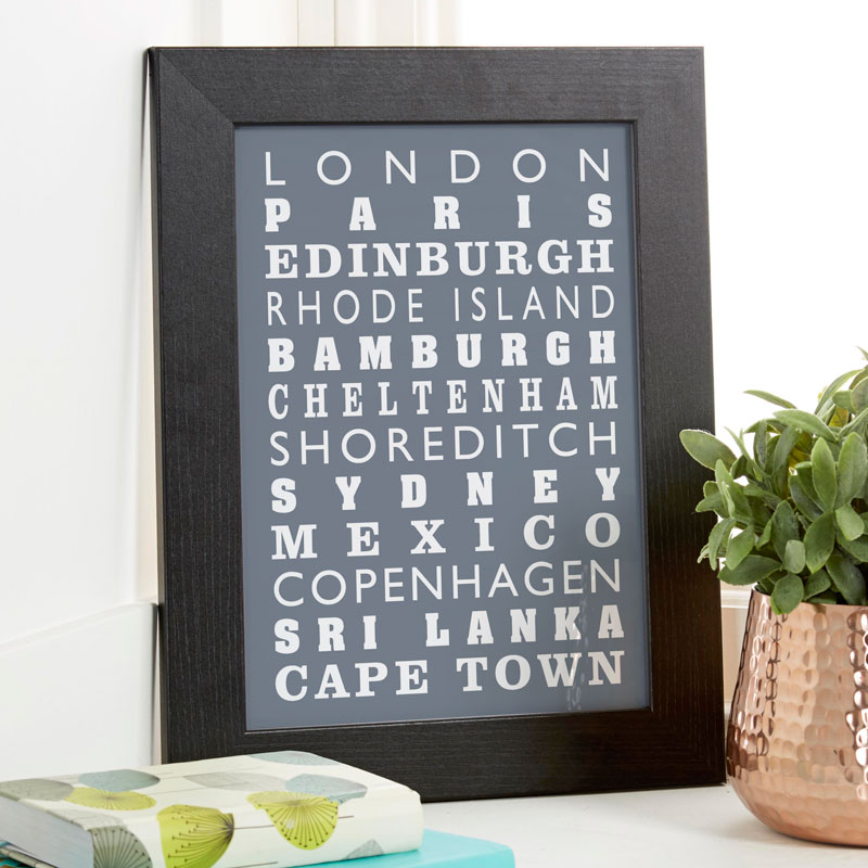 personalized print travels framed