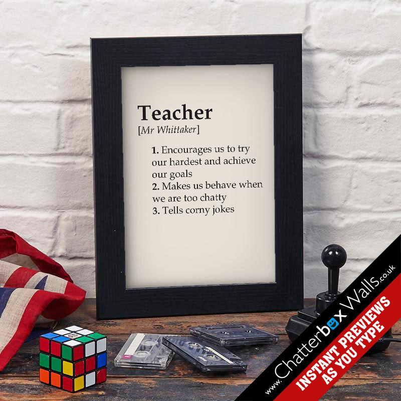 personalized gifts for teacher dictionary definition framed print