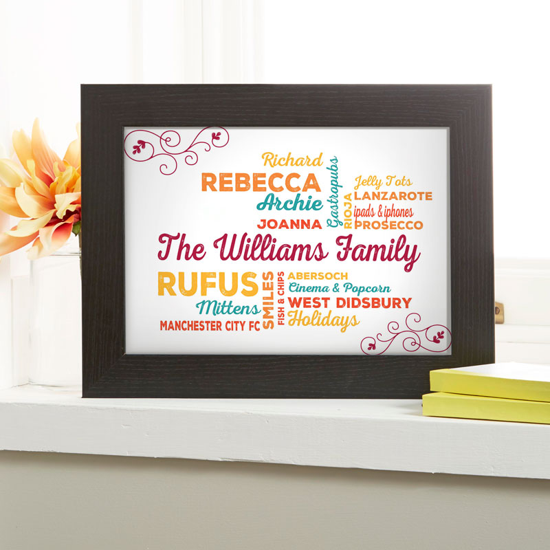 personalized typographic family word cloud art print canvas