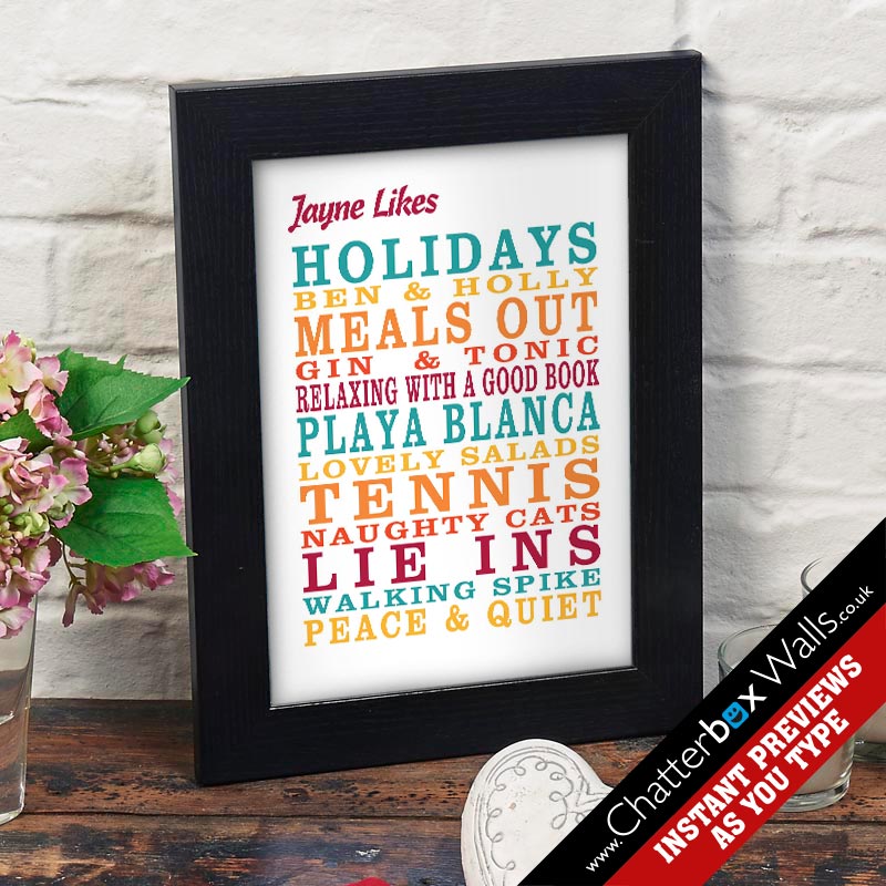 personalized Valentine Likes framed print