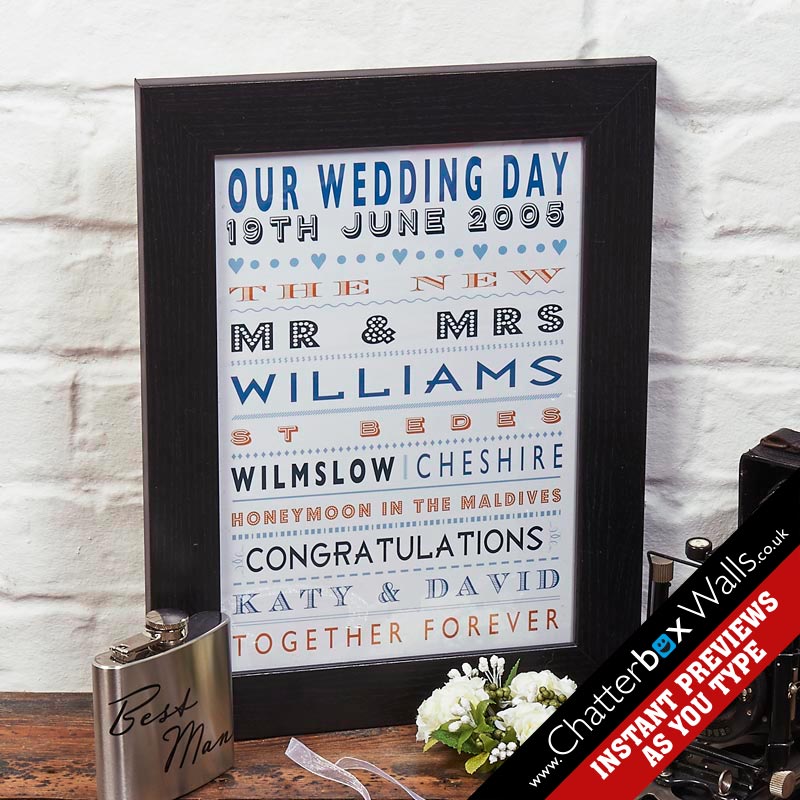 personalized wedding Anniversary print canvas typographic word art