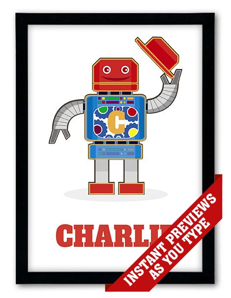 Personalized Robot name print for kids rooms